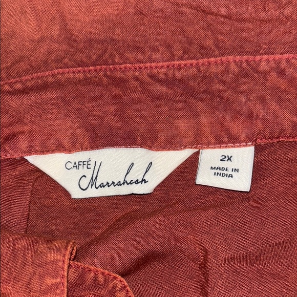 Caffè Marrakesh CMC&R Rust Button-Up Shirt embroidered fall leaves - Picture 7 of 7